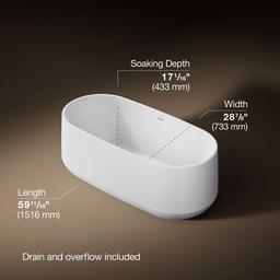 Kohler | Ceric | Free Standing Soaking Tub - White - image 3