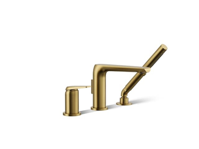 Kohler Avid Deck-mount bath faucet with handshower - Vibrant Brushed Moderne Brass