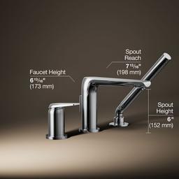 Avid Deck-mount bath faucet with handshower - Polished Chrome - image 3