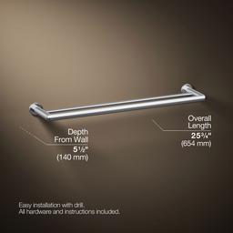 Kohler KuminE 24'' double towel bar - Polished Chrome - image 3