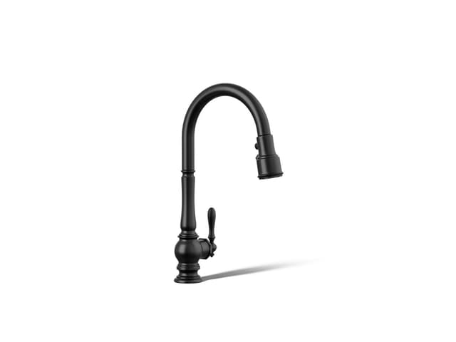Kohler Artifacts Pull-down kitchen sink faucet with three-function sprayhead - Matte Black