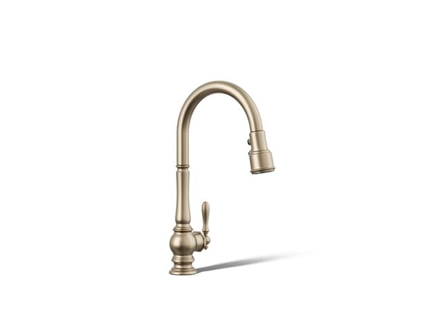 Kohler Artifacts Pull-down kitchen sink faucet with three-function sprayhead - Vibrant Brushed Bronze