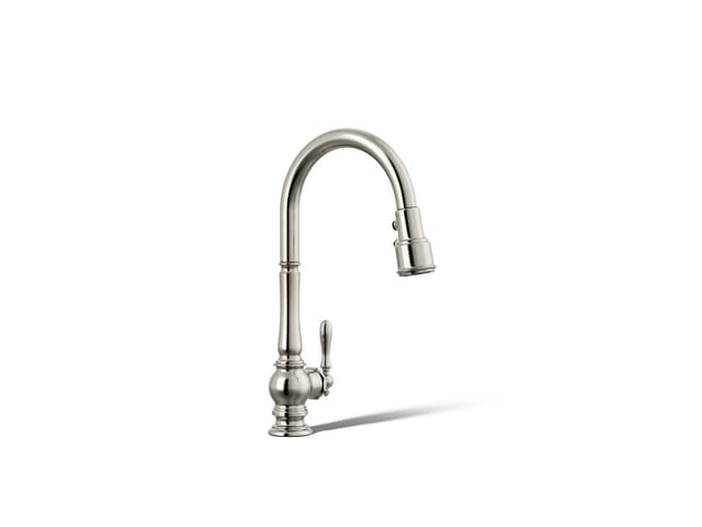 Kohler Artifacts Pull-down kitchen sink faucet with three-function sprayhead - Vibrant Polished Nickel