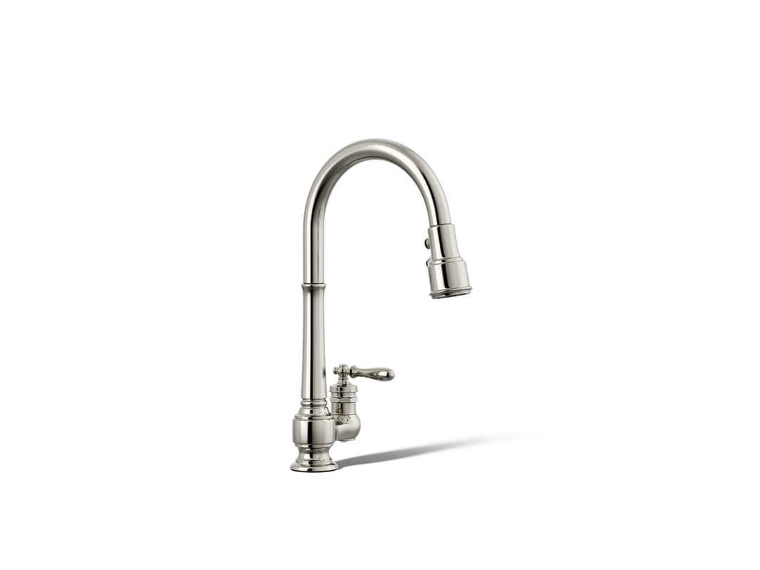 Kohler Artifacts Pull-down kitchen sink faucet with three-function sprayhead - Vibrant Polished Nickel by Kohler