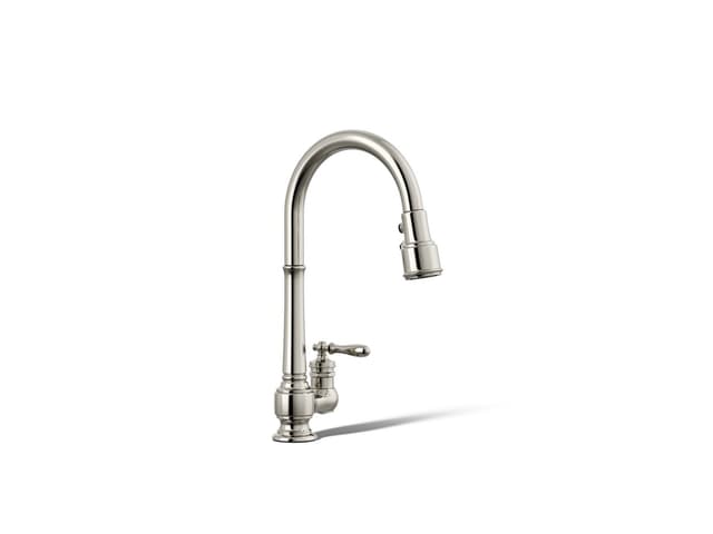 Kohler Artifacts Pull-down kitchen sink faucet with three-function sprayhead - Vibrant Polished Nickel