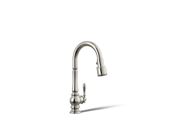 Kohler Artifacts Pull-down kitchen sink faucet with three-function sprayhead - Vibrant Polished Nickel
