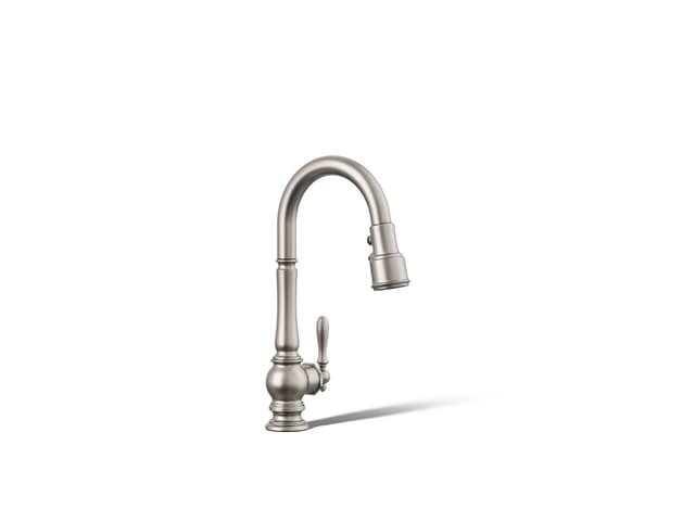Kohler Artifacts Pull-down kitchen sink faucet with three-function sprayhead - Vibrant Stainless