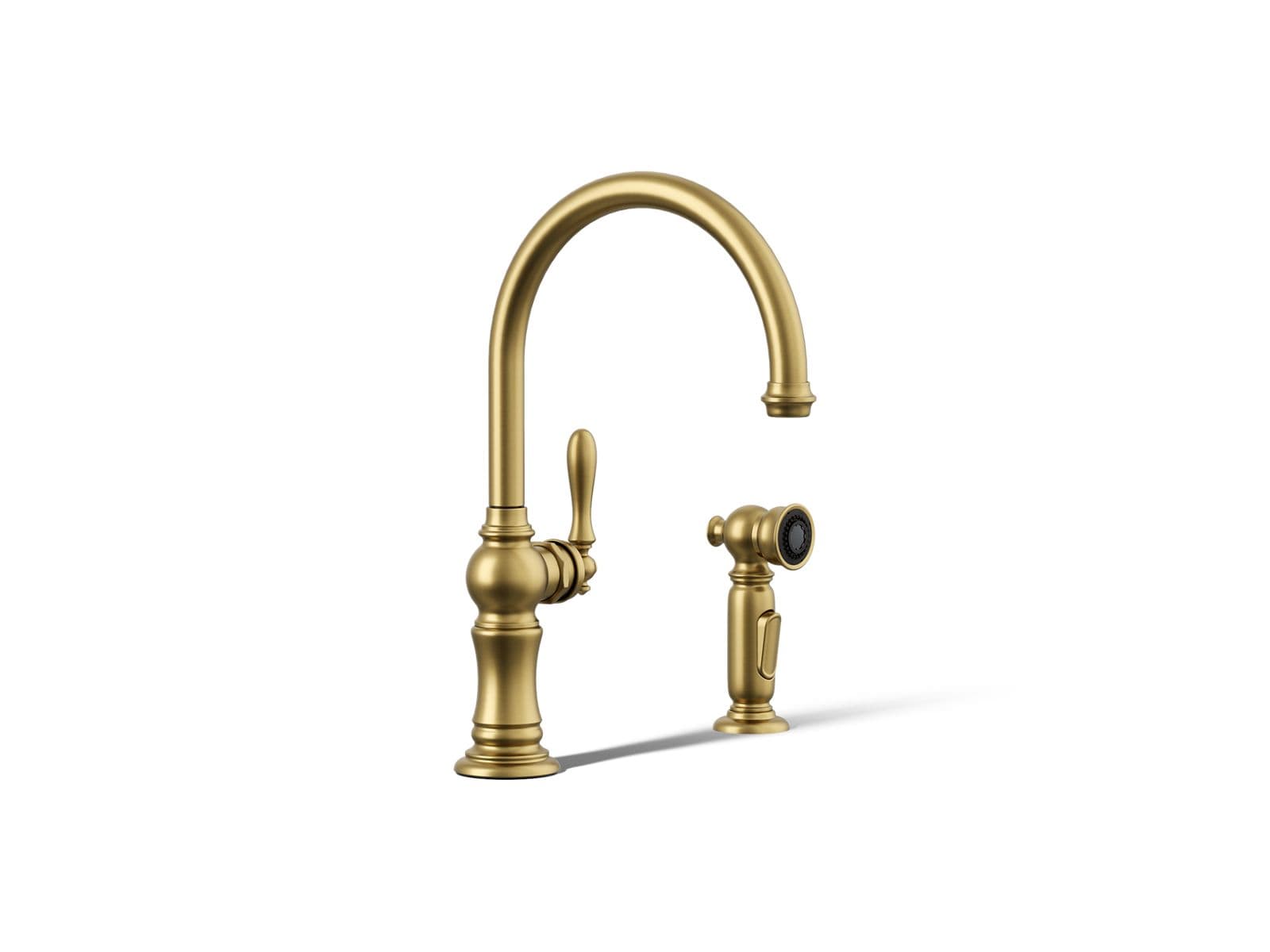 Kohler Artifacts Single-handle kitchen sink faucet with two-function sprayhead - Vibrant Brushed Moderne Brass by Kohler