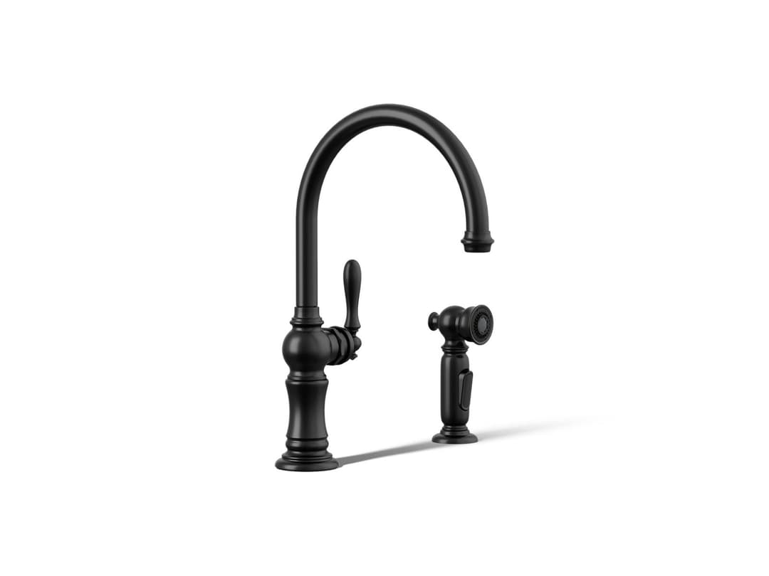 Kohler Artifacts Single-handle kitchen sink faucet with two-function sprayhead - Matte Black by Kohler