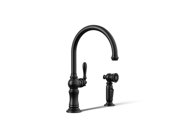 Kohler Artifacts Single-handle kitchen sink faucet with two-function sprayhead - Matte Black