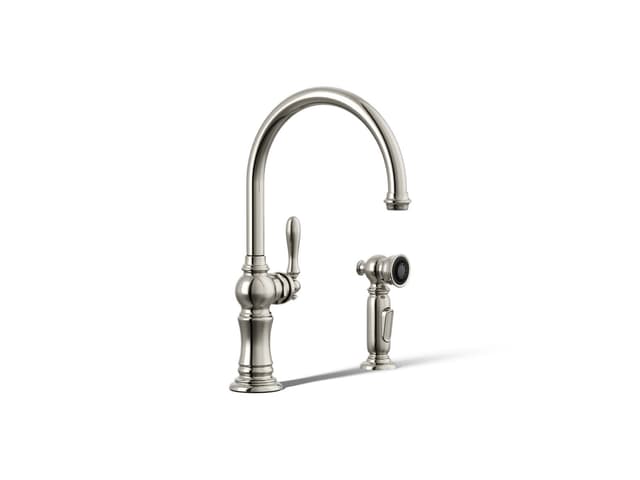 Kohler Artifacts Single-handle kitchen sink faucet with two-function sprayhead - Vibrant Polished Nickel