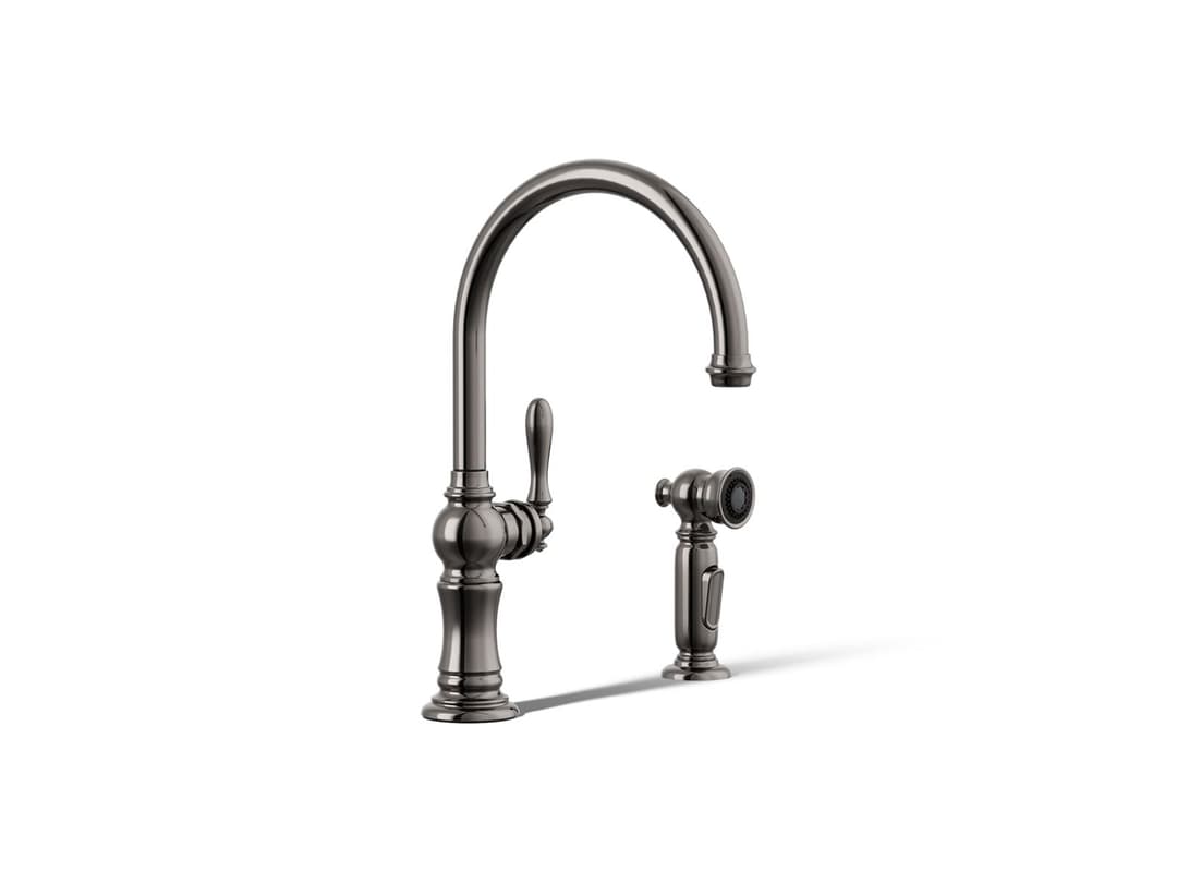Kohler Artifacts Single-handle kitchen sink faucet with two-function sprayhead - Vibrant Titanium by Kohler