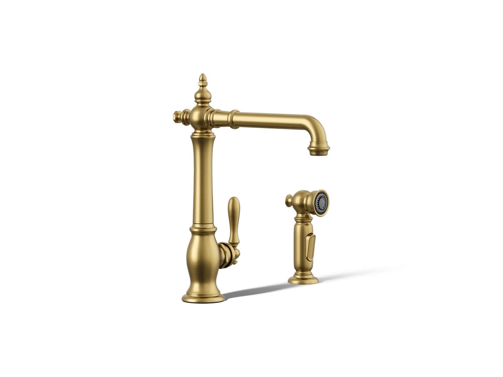 Kohler Artifacts Single-handle kitchen sink faucet with side sprayer - Vibrant Brushed Moderne Brass by Kohler