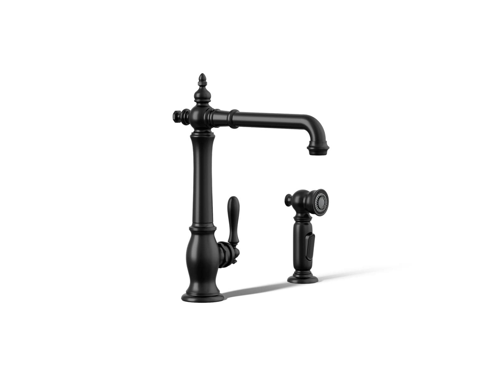 Kohler Artifacts Single-handle kitchen sink faucet with side sprayer - Matte Black by Kohler