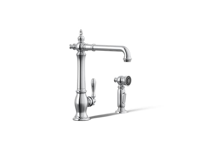 Kohler Artifacts Single-handle kitchen sink faucet with side sprayer - Polished Chrome