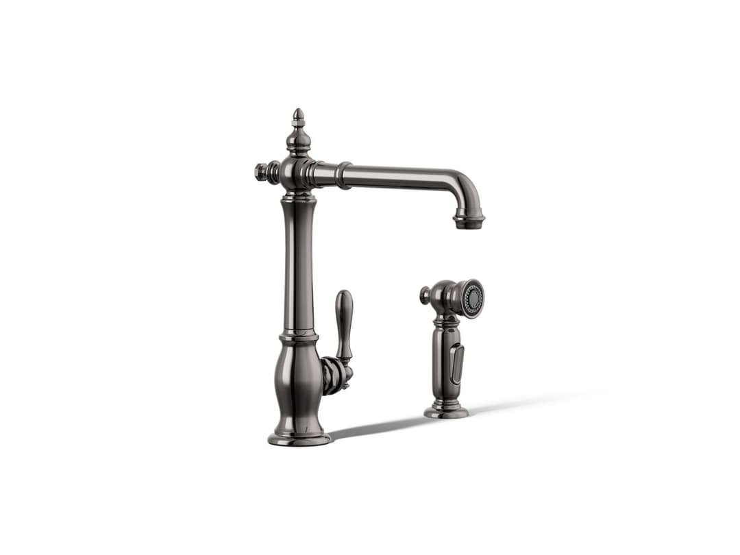 Kohler Artifacts Single-handle kitchen sink faucet with side sprayer - Vibrant Titanium by Kohler