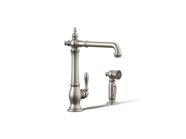 Kohler Artifacts Single-handle kitchen sink faucet with side sprayer - Vibrant Stainless