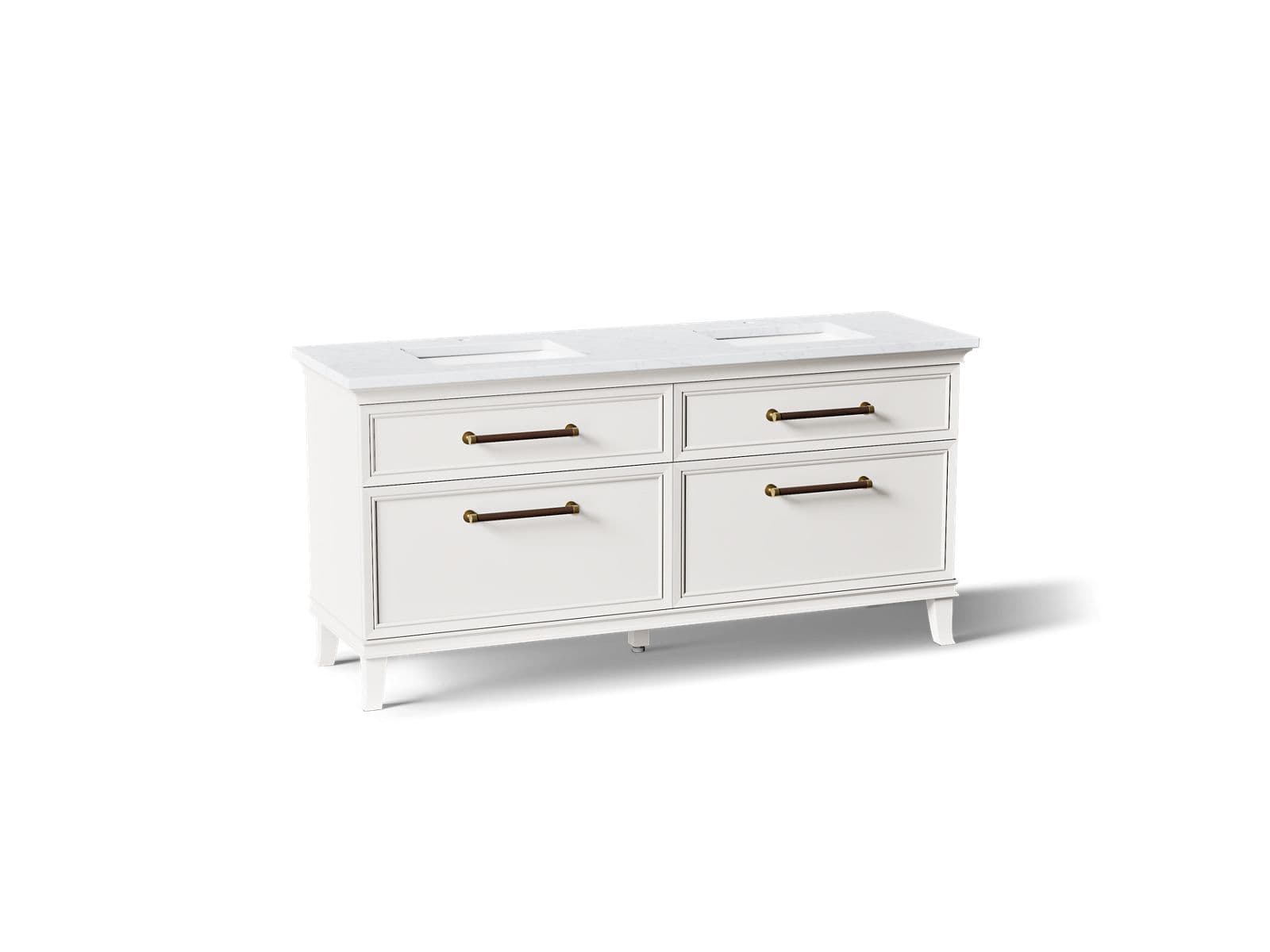 Kohler Artifacts™ 72" bathroom vanity cabinet with sinks and quartz top by Kohler