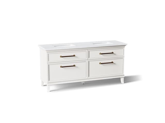 Kohler Artifacts™ 72" bathroom vanity cabinet with sinks and quartz top