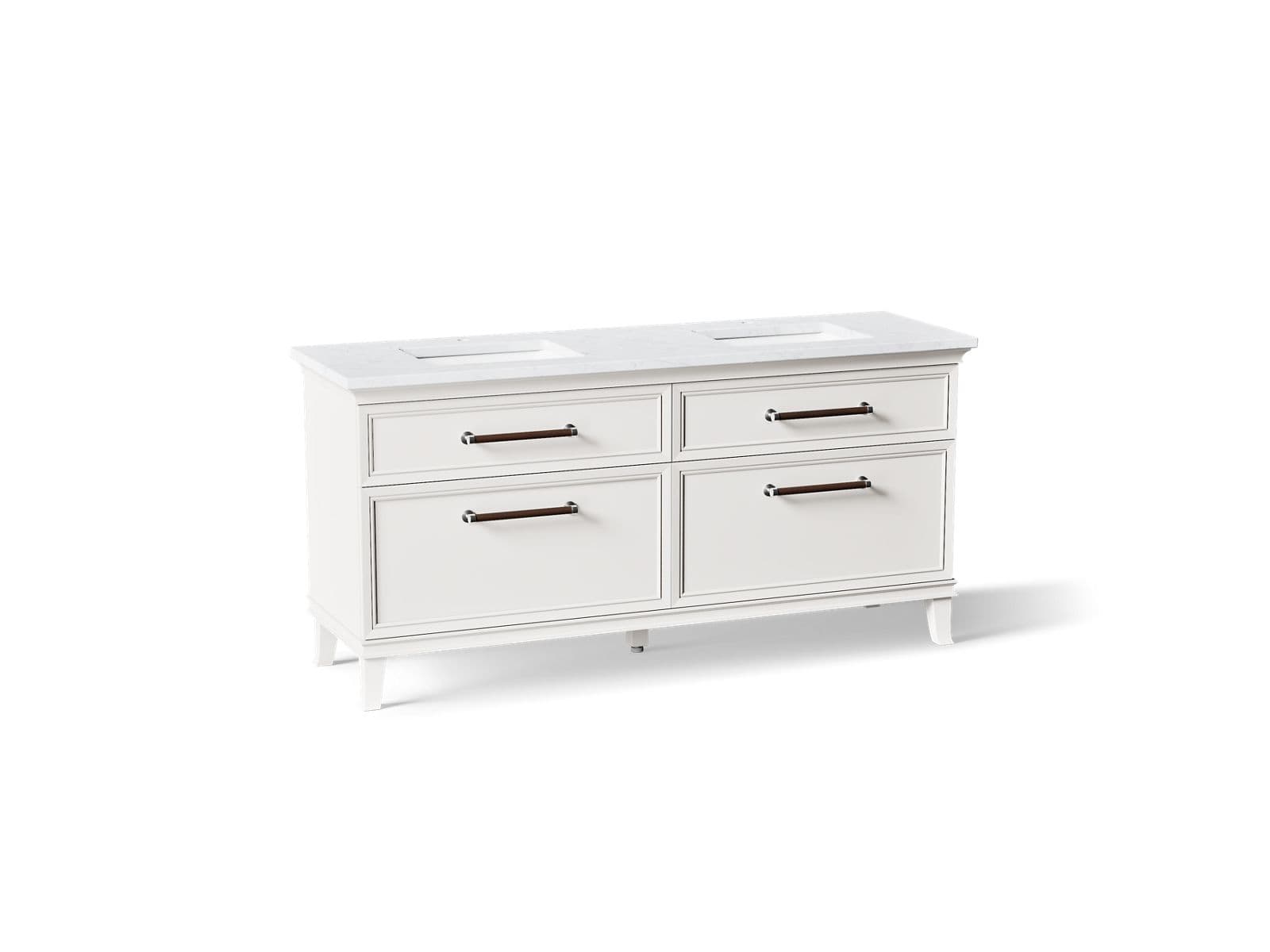 Kohler Artifacts™ 72" bathroom vanity cabinet with sinks and quartz top by Kohler