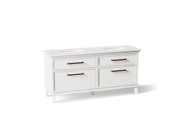 Kohler Artifacts™ 72" bathroom vanity cabinet with sinks and quartz top