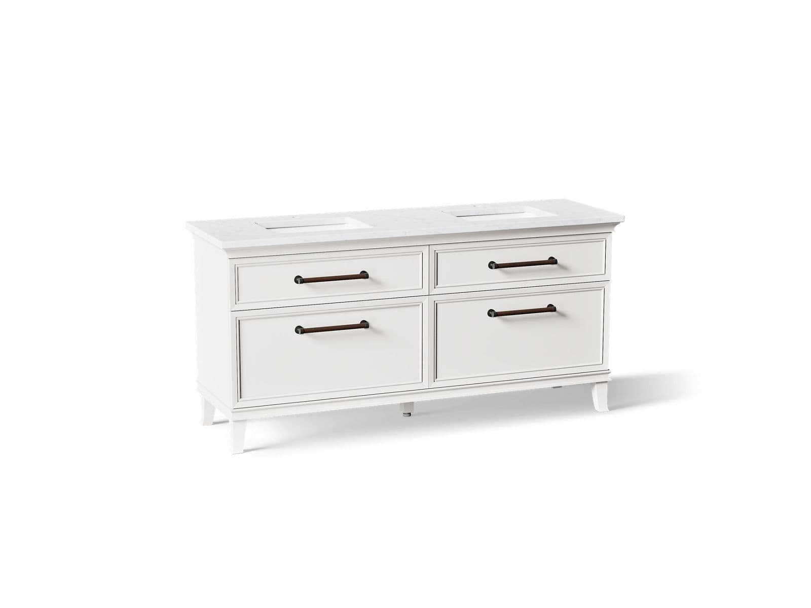 Kohler Artifacts™ 72" bathroom vanity cabinet with sinks and quartz top by Kohler