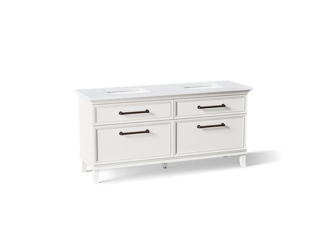 Kohler Artifacts™ 72" bathroom vanity cabinet with sinks and quartz top