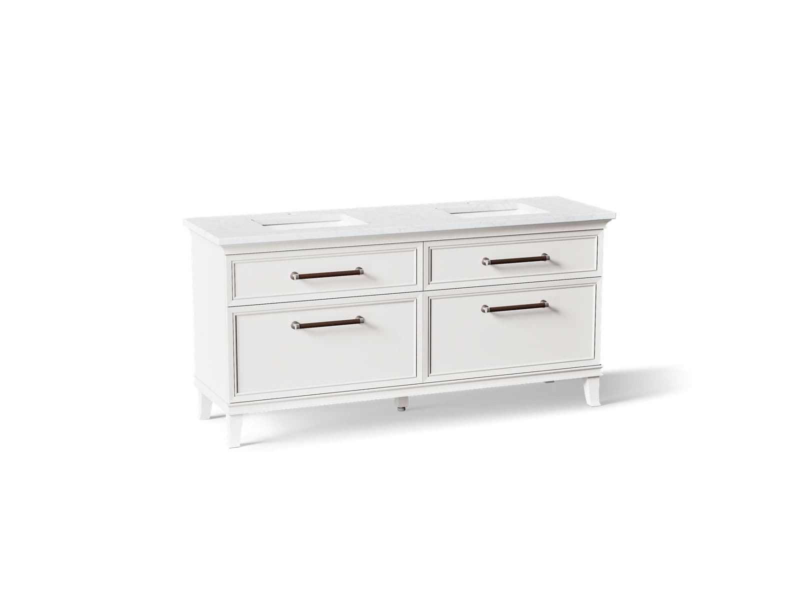 Kohler Artifacts™ 72" bathroom vanity cabinet with sinks and quartz top by Kohler
