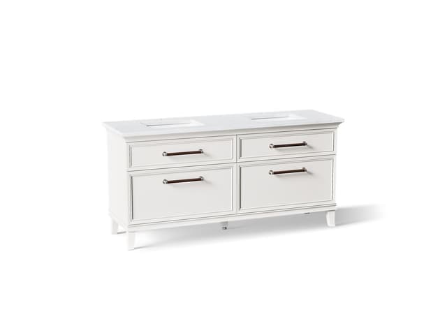 Kohler Artifacts™ 72" bathroom vanity cabinet with sinks and quartz top