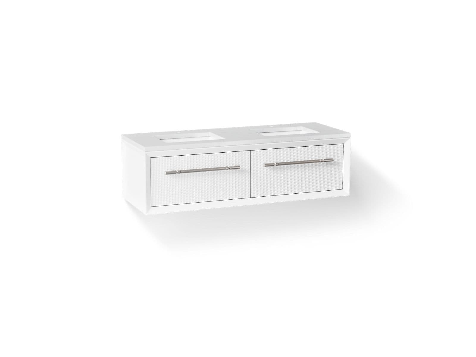 Kohler 60'' wall-hung bathroom vanity cabinet with sinks and quartz top - White by Kohler