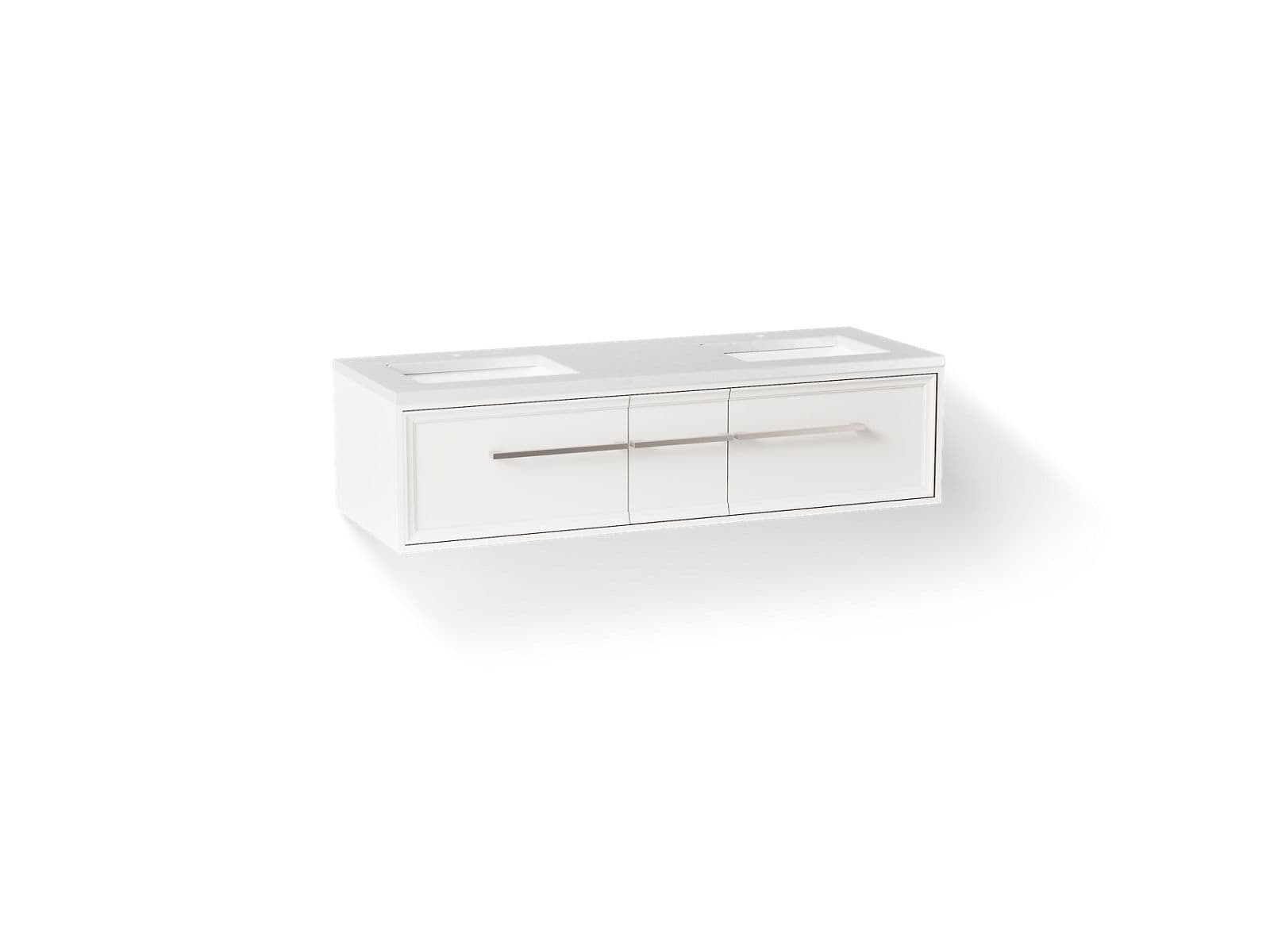 Kohler 60'' wall-hung bathroom vanity cabinet with sinks and quartz top - Linen White by Kohler