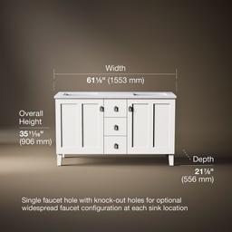 60'' bathroom vanity cabinet with sinks and quartz top - image 7