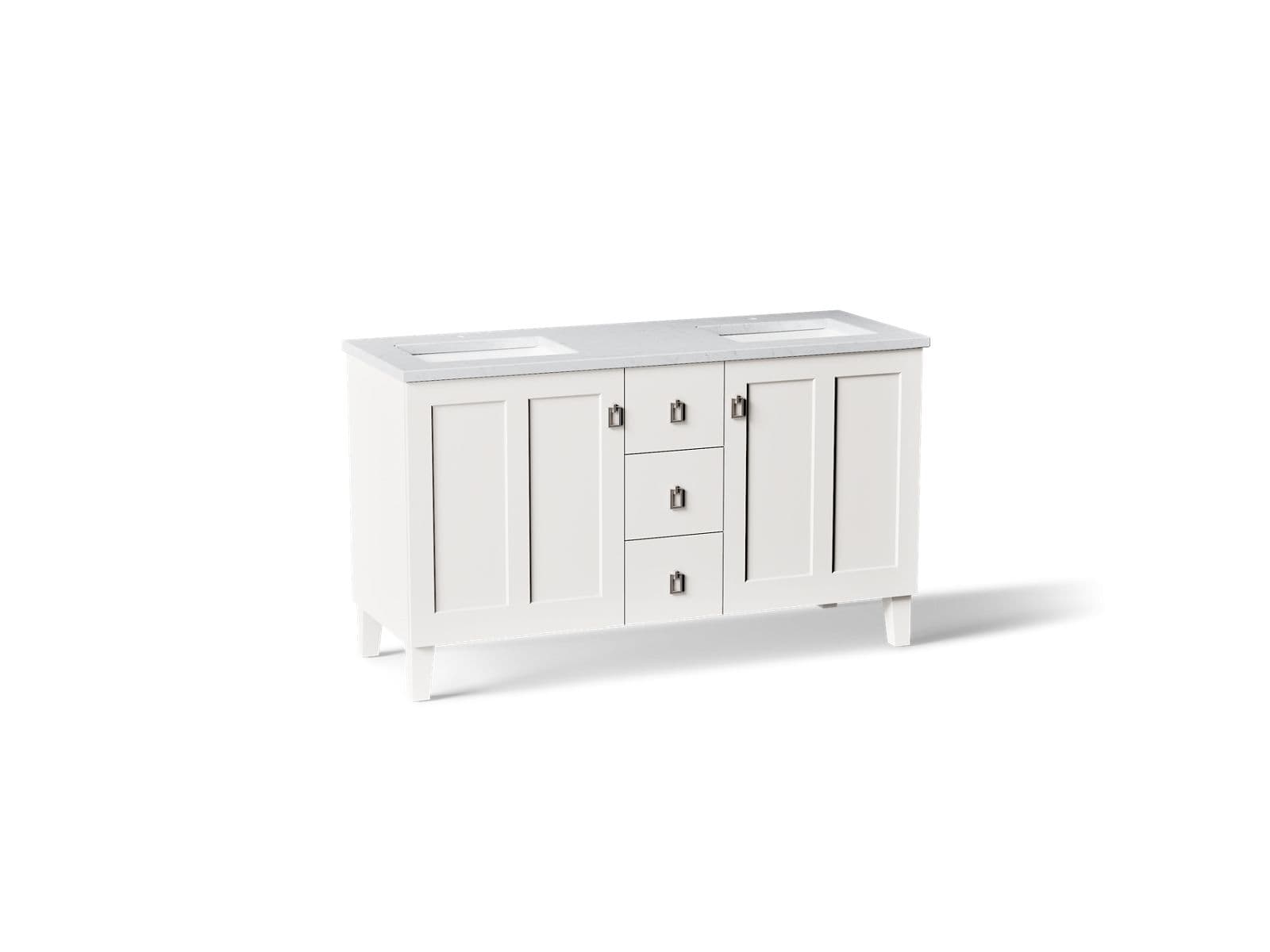 Kohler 60'' bathroom vanity cabinet with sinks and quartz top - Linen White by Kohler