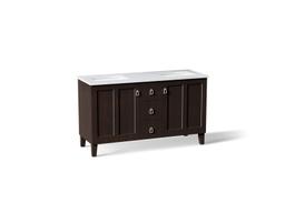 60'' bathroom vanity cabinet with sinks and quartz top - image 2