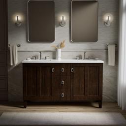 60'' bathroom vanity cabinet with sinks and quartz top - image 5