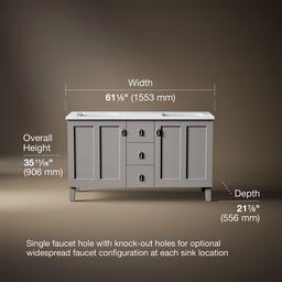 60'' bathroom vanity cabinet with sinks and quartz top - image 9