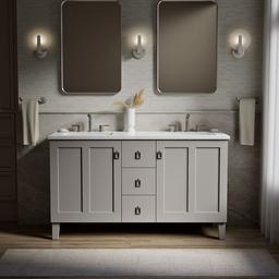 60'' bathroom vanity cabinet with sinks and quartz top - image 6