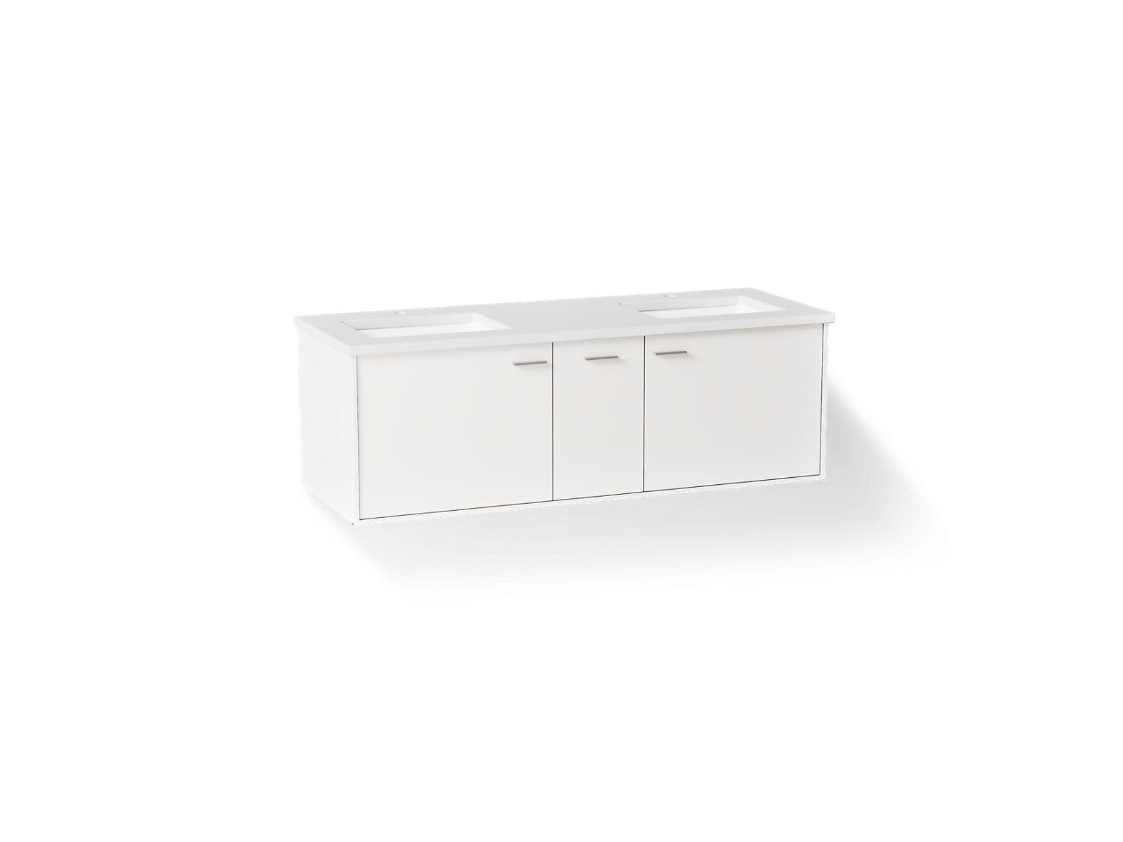 Kohler 60'' wall-hung bathroom vanity cabinet with sinks and quartz top - Linen White by Kohler