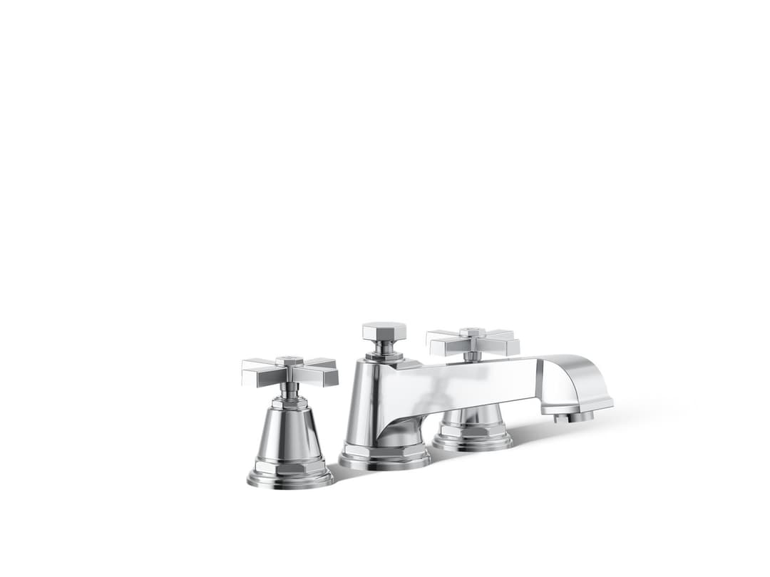 Kohler Pinstripe Pure Deck-mount bath faucet trim with cross handles - Polished Chrome by Kohler