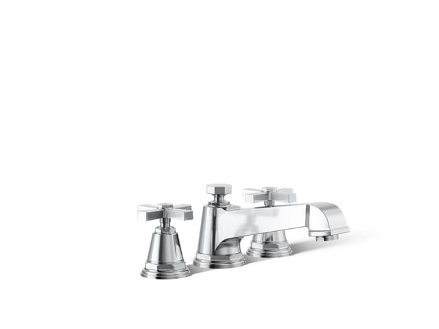 Kohler Pinstripe Pure Deck-mount bath faucet trim with cross handles - Polished Chrome