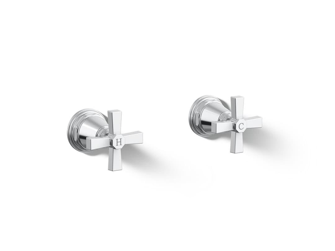 Kohler Pinstripe Pure Deck-mount bath faucet handle trim with Cross design - Polished Chrome by Kohler