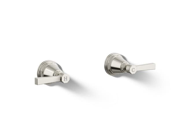 Kohler Pinstripe Pure Deck-mount bath faucet handle trim with Lever design - Vibrant Polished Nickel