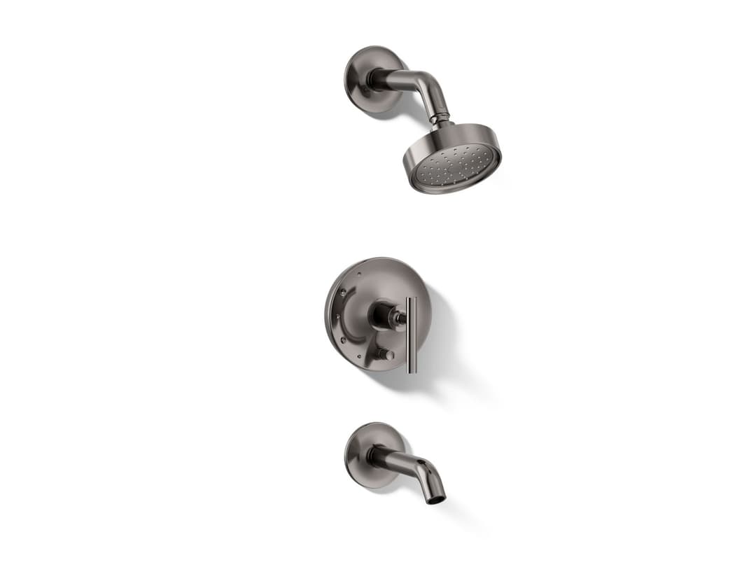 Kohler Purist Rite-Temp bath and shower trim kit with push-button diverter and lever handle, 1.75 gpm - Vibrant Titanium by Kohler
