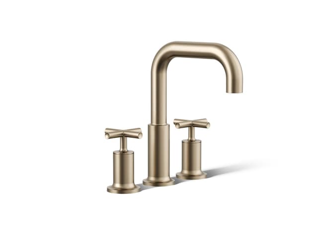 Kohler Purist Deck-mount bath faucet trim with Cross handles - Vibrant Brushed Bronze