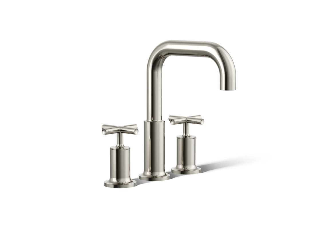 Kohler Purist Deck-mount bath faucet trim with Cross handles - Vibrant Polished Nickel by Kohler