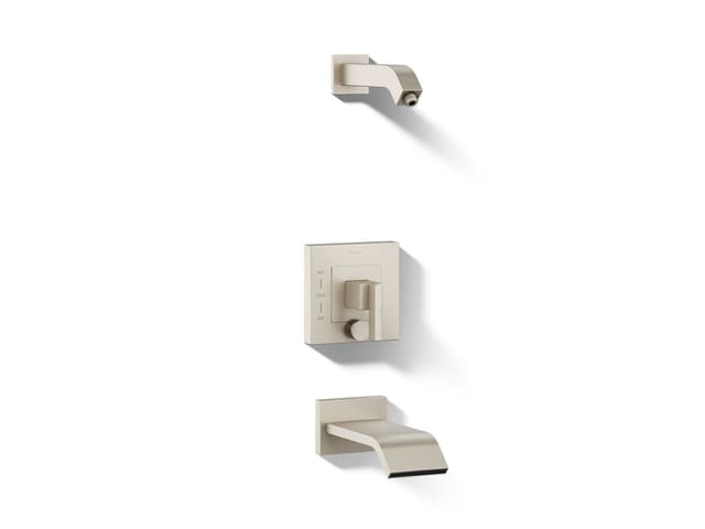 Kohler Loure Rite-Temp bath and shower trim kit with push-button diverter, without showerhead - Vibrant Brushed Nickel