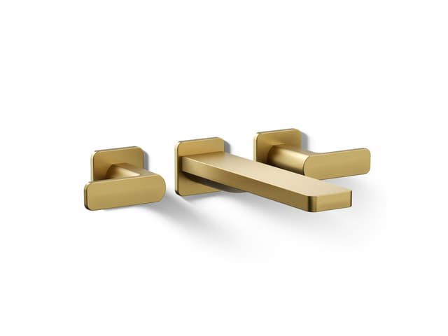 Kohler Parallel Wall-mount bath faucet trim - Vibrant Brushed Moderne Brass
