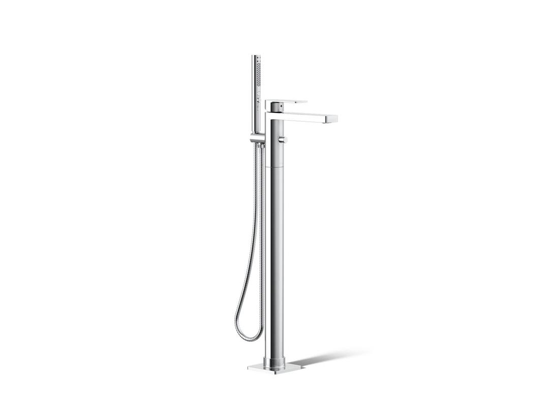 Kohler Parallel Floor-mount bath filler trim with handshower - Polished Chrome by Kohler