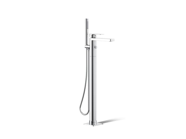 Kohler Parallel Floor-mount bath filler trim with handshower - Polished Chrome
