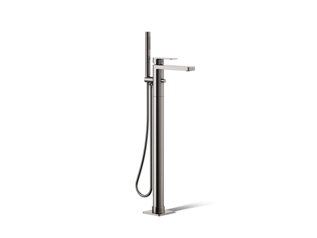 Kohler Parallel Floor-mount bath filler trim with handshower - Vibrant Titanium by Kohler